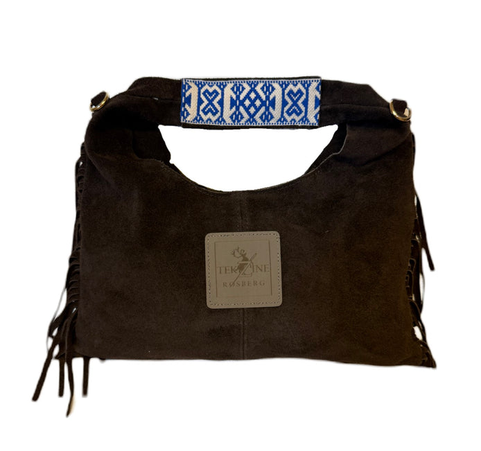 Skinnveske clutch mørkebrun