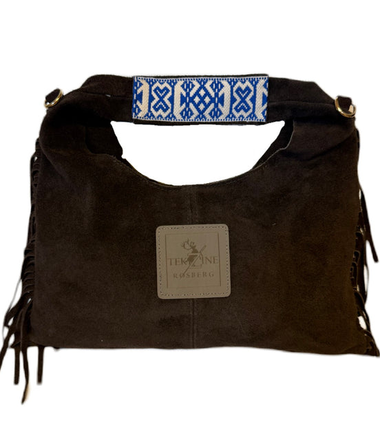 Skinnveske clutch mørkebrun