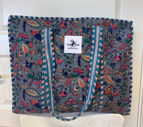 Totebag lys dongeri/mellom blå