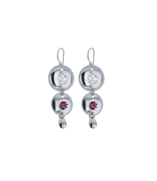 Ørepynt med nordlys og lilla krystall