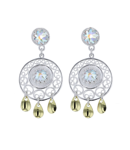 Ørepynt med nordlys krystall