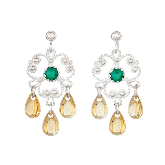 Ørepynt med grønn krystall