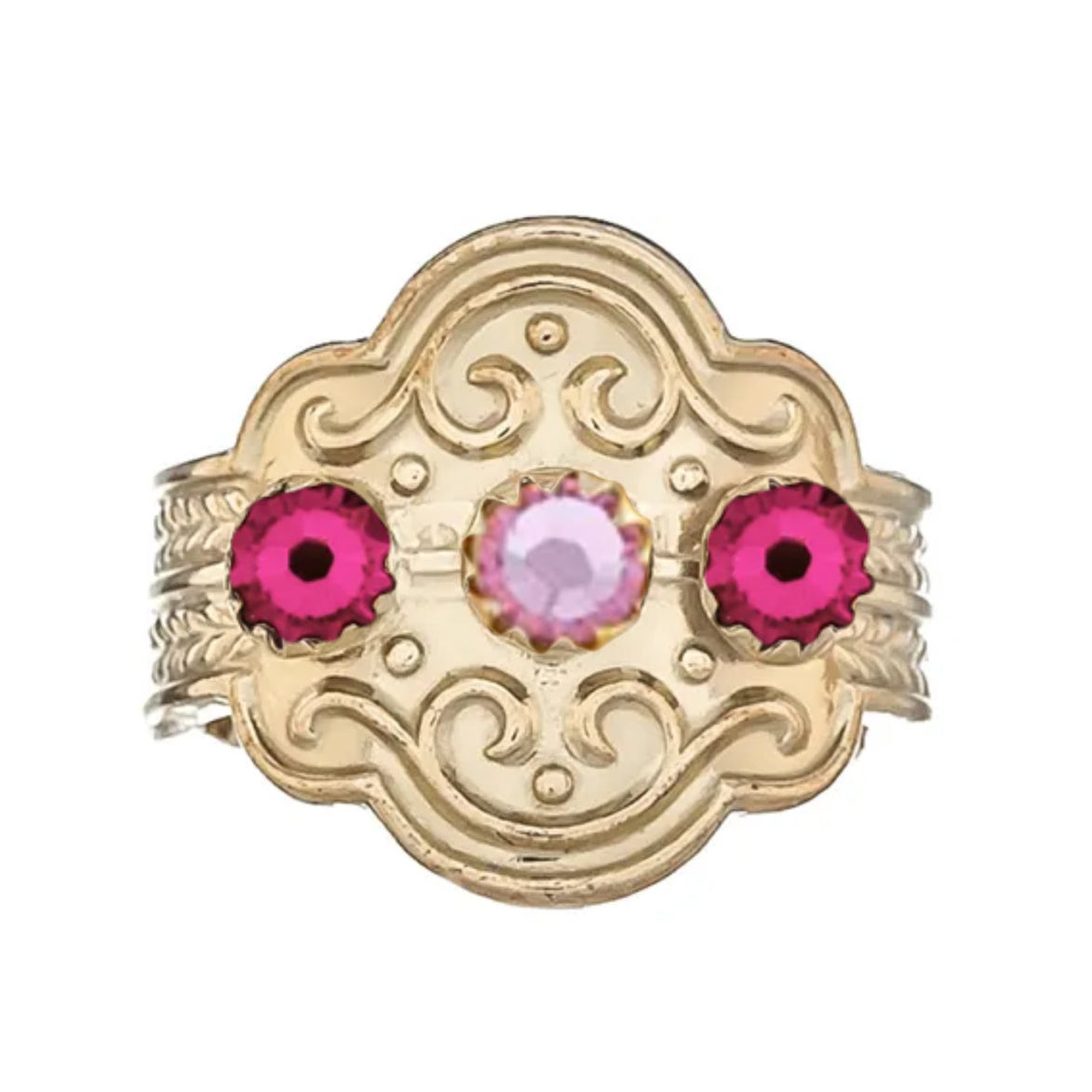 Ring med mørkerosa og lyserosa krystall - utsolgt