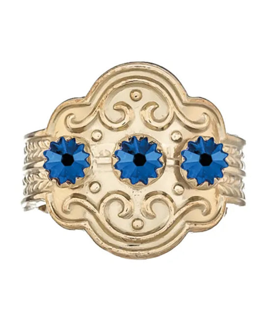 Ring med blå krystall
