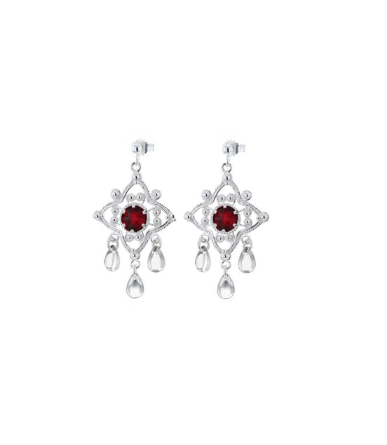 Ørepynt rød krystall