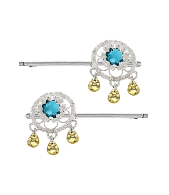 Hårpynt turkis krystall