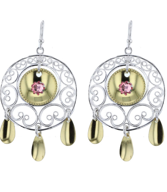 Ørepynt med lyserosa krystall