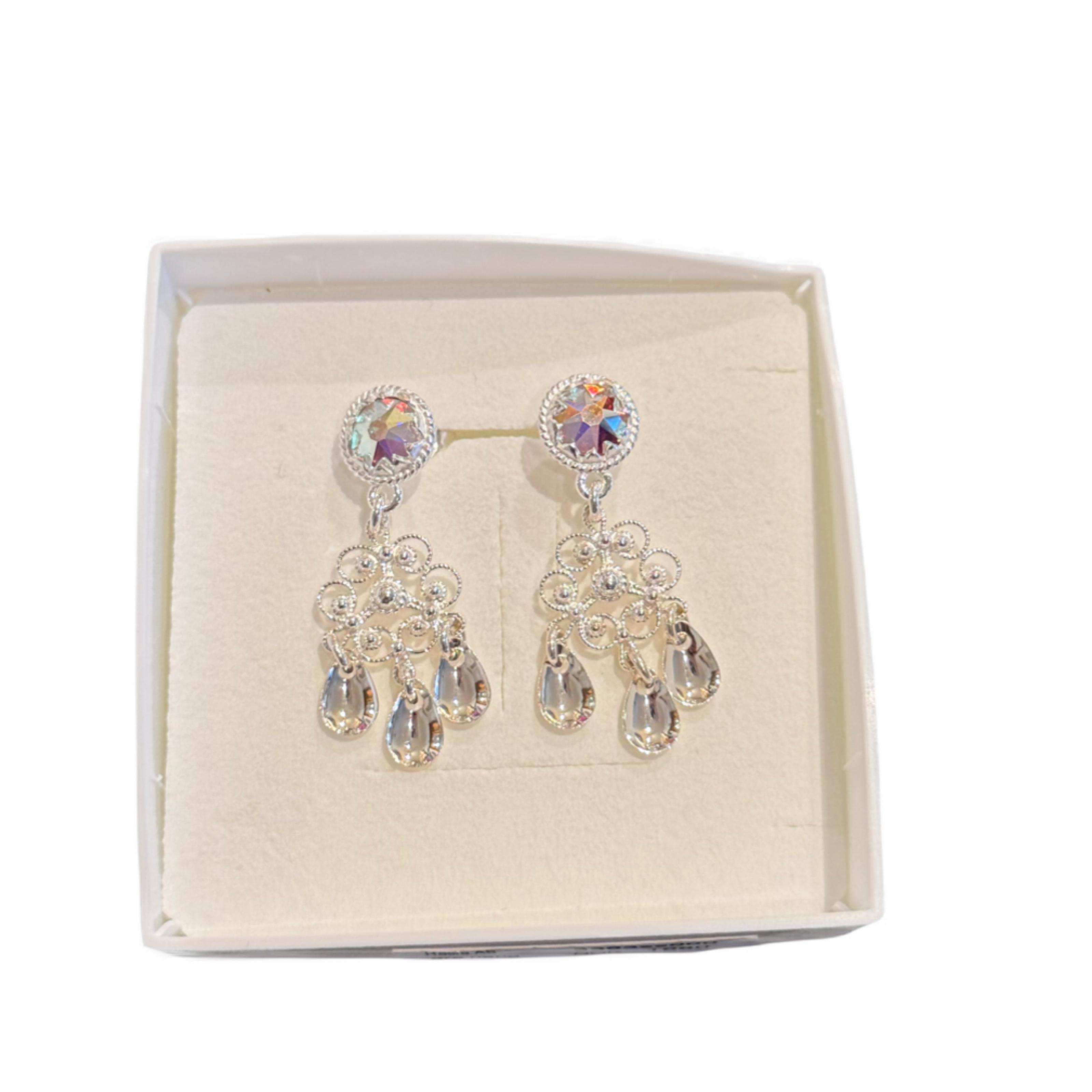 Ørepynt med nordlys krystall