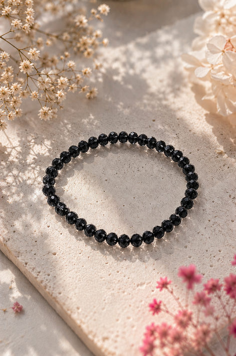 Armbånd svart glassperler