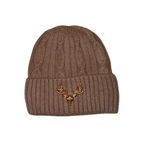 Soft angora lue mørk beige - utsolgt