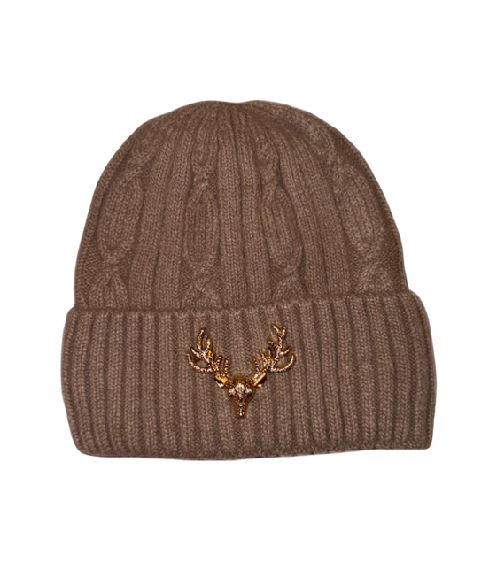 Soft angora lue mørk beige - utsolgt