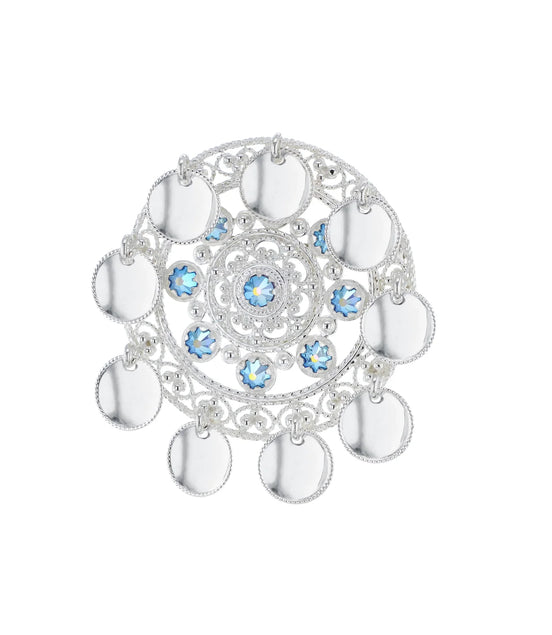 Sølje med nordlys blå krystall (høyde 7,8 cm og bredde 7,5cm)