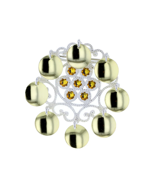 Sølje med gul krystall (høyde 5,9 cm og bredde 4,9cm) utsolgt