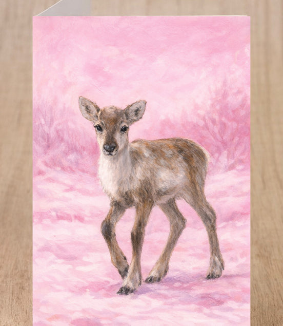 Kort med rosa reinkalv