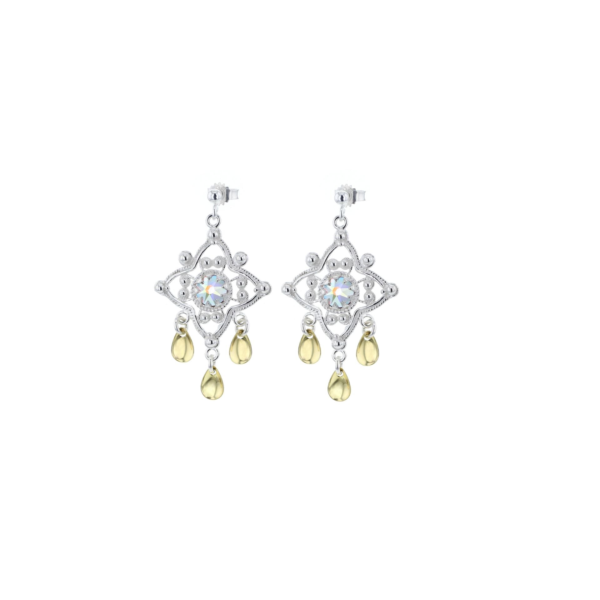 Ørepynt med nordlys krystall