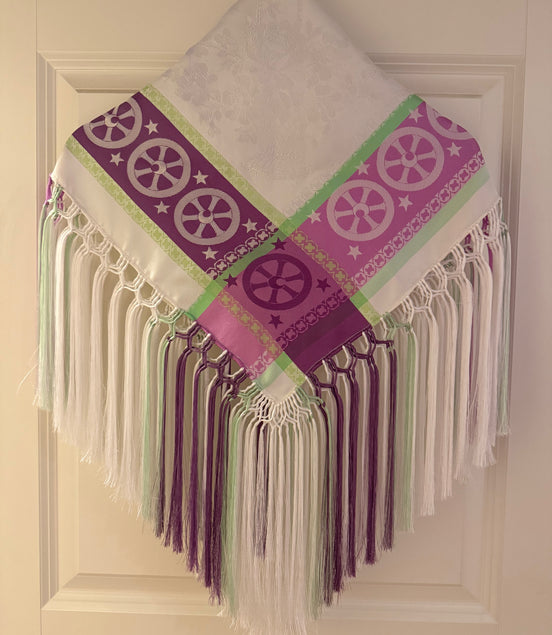 Silkesjal hvit og lilla