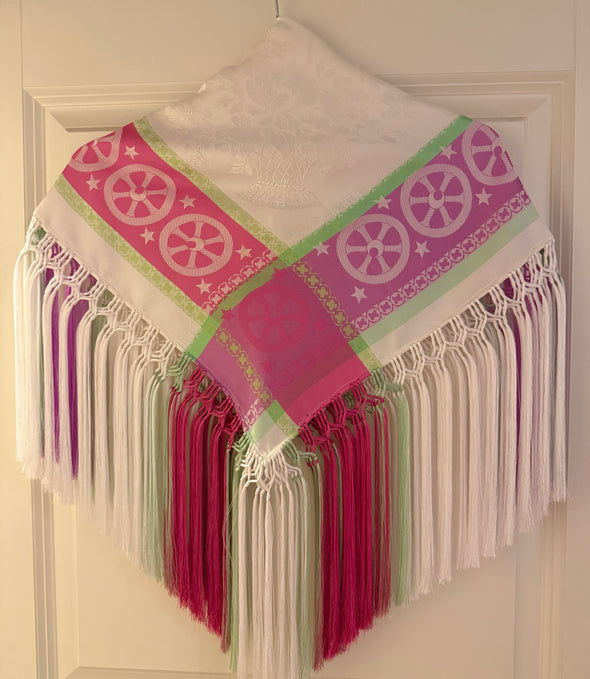 Silkesjal hvit med rosa