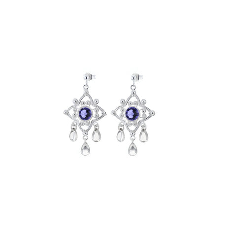 Ørepynt med blålilla krystall