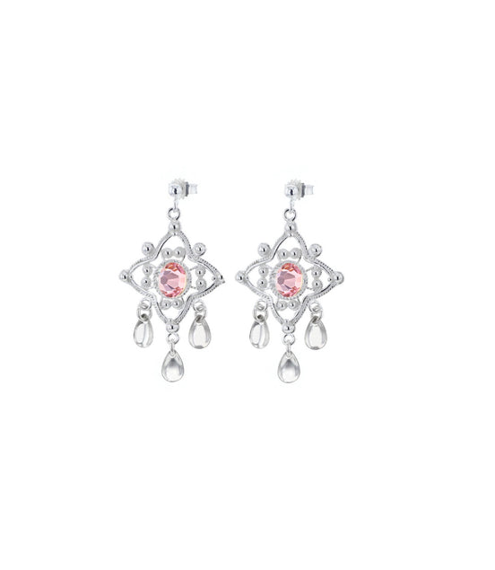Ørepynt med lyserosa krystall