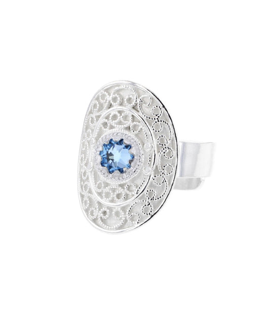 Ring med lyseblå krystall - utsolgt