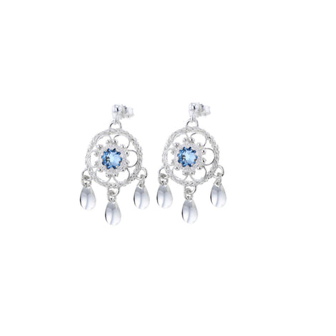 Ørepynt med lyseblå krystall - utsolgt