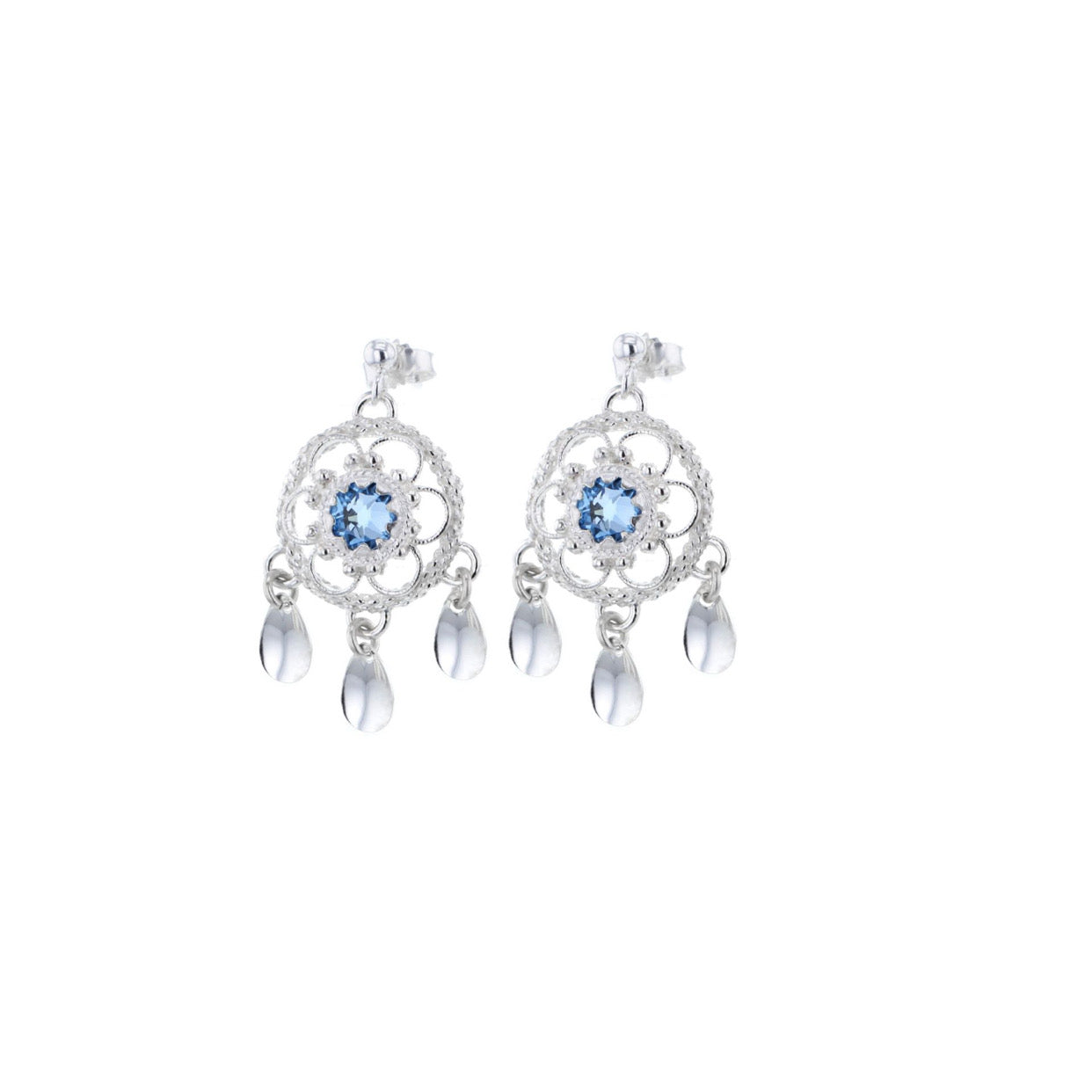 Ørepynt med lyseblå krystall - utsolgt