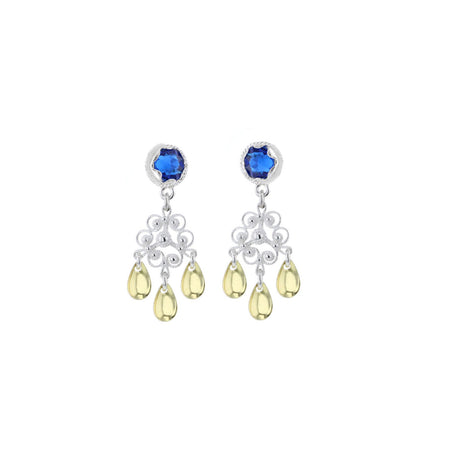 Ørepynt med mørkeblå krystall