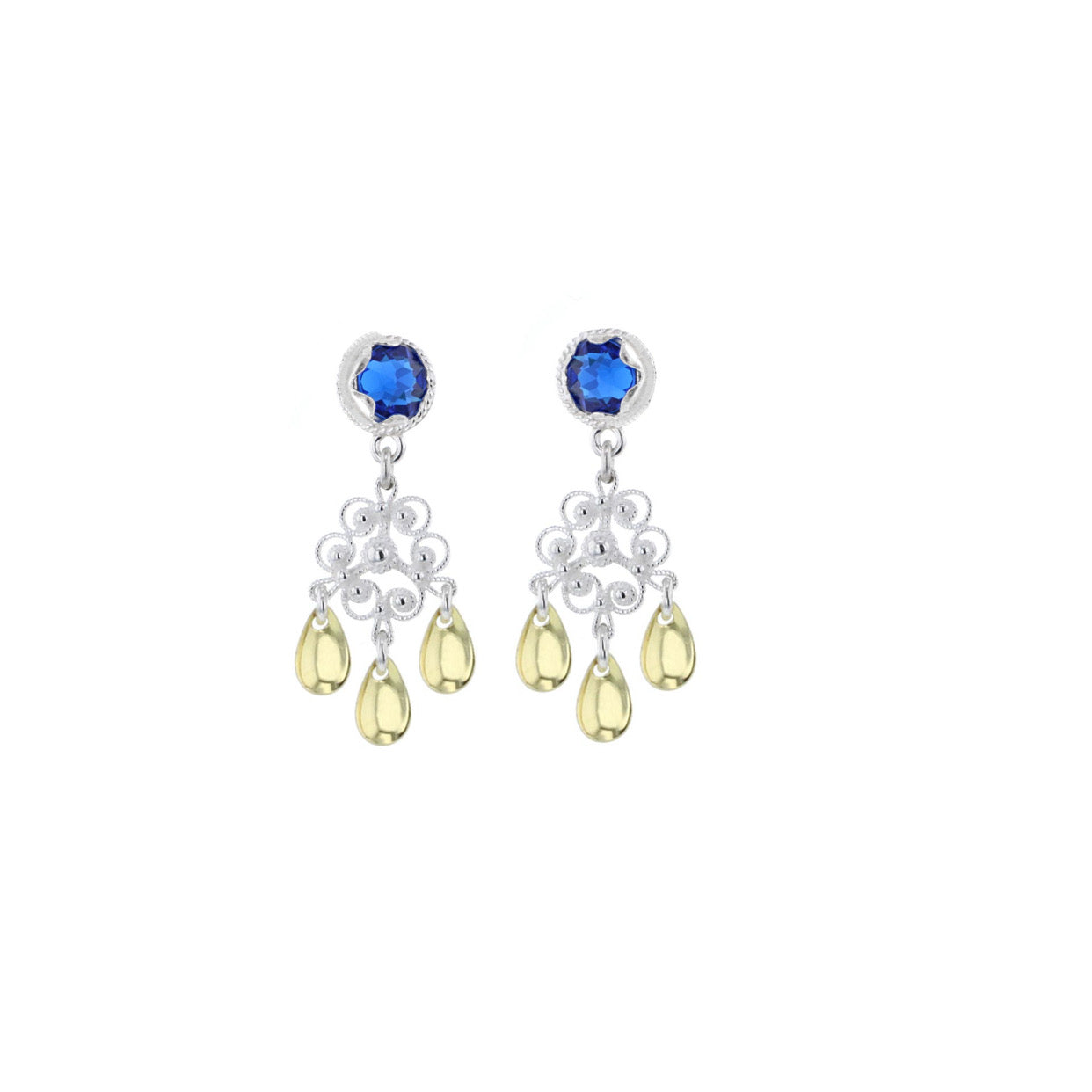 Ørepynt med mørkeblå krystall