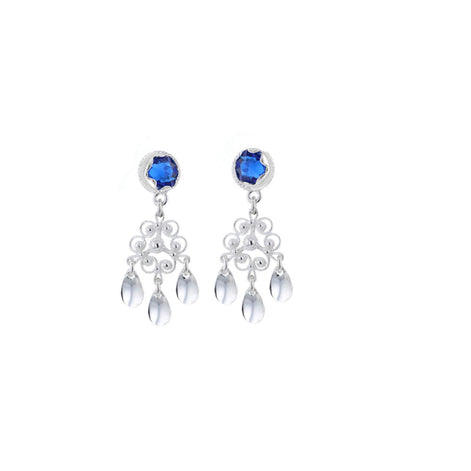 Ørepynt med mørkeblå krystall