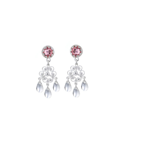 Ørepynt med lyserosa krystall