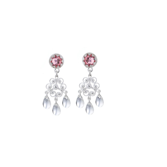 Ørepynt med lyserosa krystall