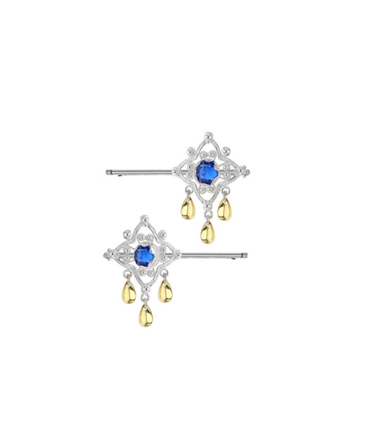 Hårpynt med mørkeblå krystall