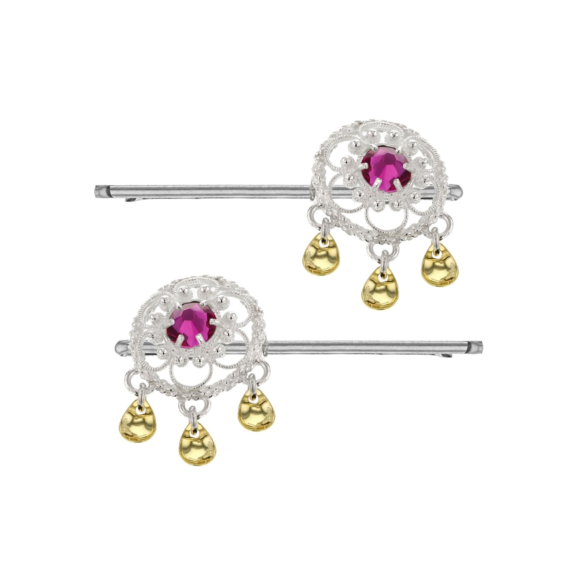 Hårpynt mørkerosa krystall