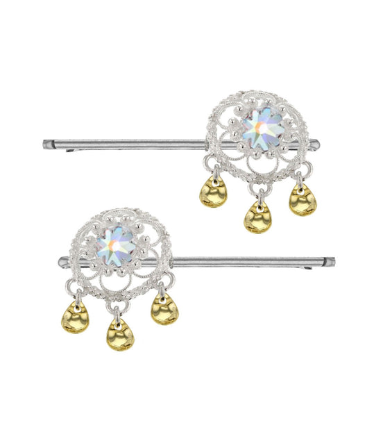 Ørepynt med nordlys krystall