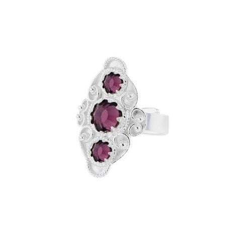 Ring med lilla krystall